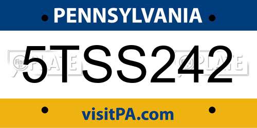 5TSS242 Pennsylvania License Plate