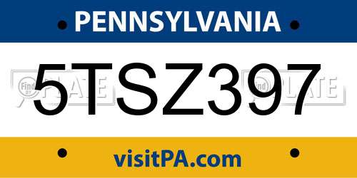 5TSZ397 Pennsylvania License Plate