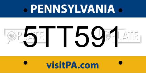 5TT591 Pennsylvania License Plate