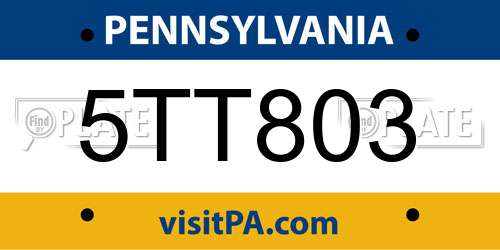 5TT803 Pennsylvania License Plate