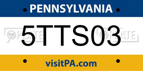 5TTS03 Pennsylvania License Plate
