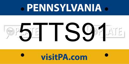 5TTS91 Pennsylvania License Plate