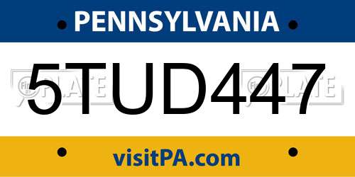 5TUD447 Pennsylvania License Plate