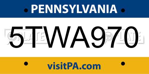 5TWA970 Pennsylvania License Plate
