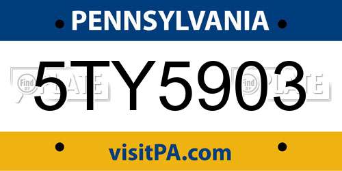 5TY5903 Pennsylvania License Plate