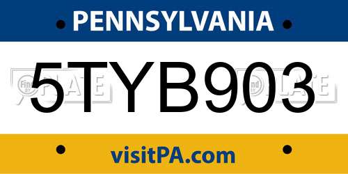 5TYB903 Pennsylvania License Plate