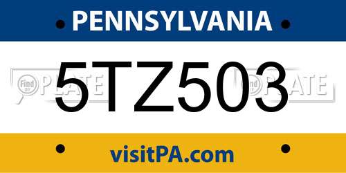 5TZ503 Pennsylvania License Plate