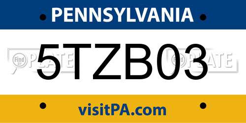 5TZB03 Pennsylvania License Plate