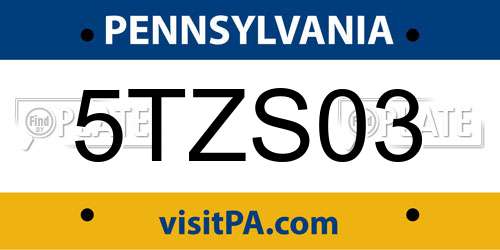5TZS03 Pennsylvania License Plate