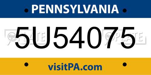 5U54075 Pennsylvania License Plate