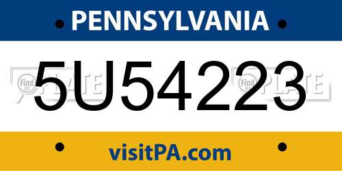 5U54223 Pennsylvania License Plate