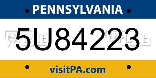 5U84223 Pennsylvania License Plate