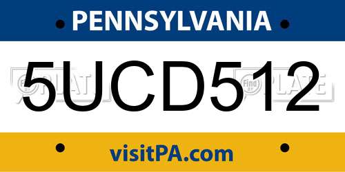 5UCD512 Pennsylvania License Plate
