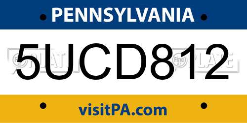 5UCD812 Pennsylvania License Plate