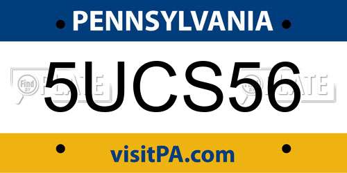 5UCS56 Pennsylvania License Plate