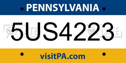 5US4223 Pennsylvania License Plate