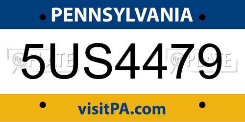 5US4479 Pennsylvania License Plate