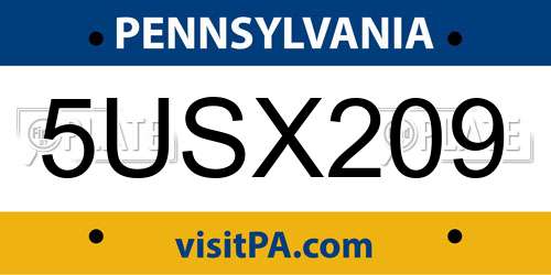 5USX209 Pennsylvania License Plate