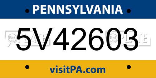 5V42603 Pennsylvania License Plate