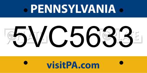 5VC5633 Pennsylvania License Plate
