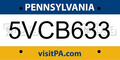 5VCB633 Pennsylvania License Plate