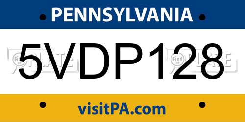 5VDP128 Pennsylvania License Plate