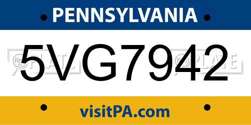5VG7942 Pennsylvania License Plate