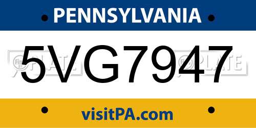 5VG7947 Pennsylvania License Plate