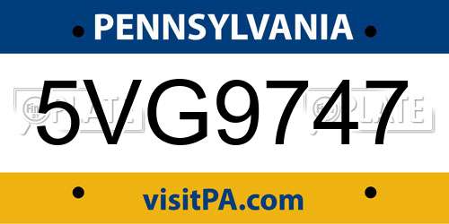 5VG9747 Pennsylvania License Plate