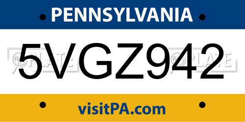 5VGZ942 Pennsylvania License Plate