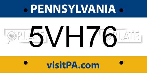 5VH76 Pennsylvania License Plate