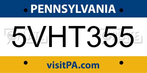 5VHT355 Pennsylvania License Plate