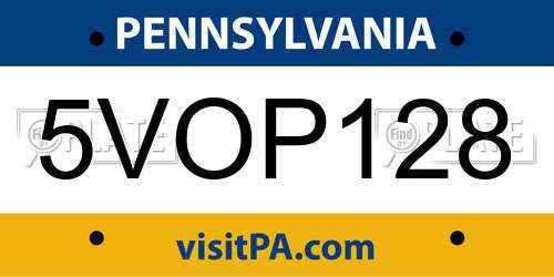 5VOP128 Pennsylvania License Plate