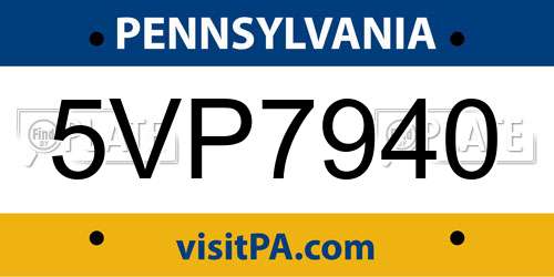 5VP7940 Pennsylvania License Plate