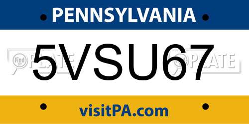 5VSU67 Pennsylvania License Plate