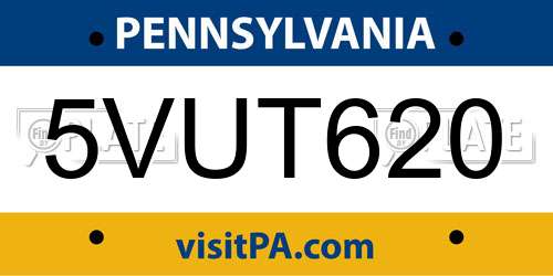 5VUT620 Pennsylvania License Plate