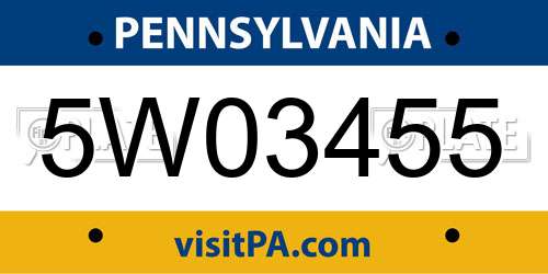 5W03455 Pennsylvania License Plate