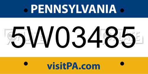 5W03485 Pennsylvania License Plate