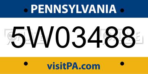 5W03488 Pennsylvania License Plate