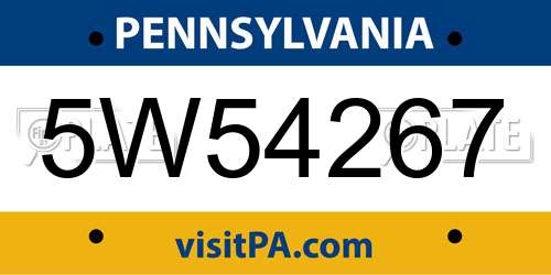 5W54267 Pennsylvania License Plate