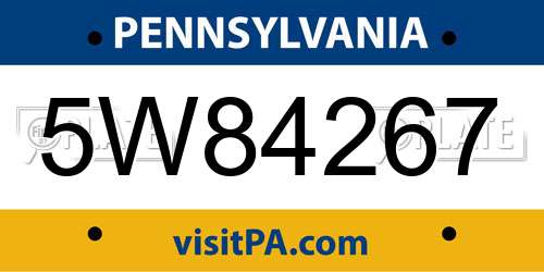 5W84267 Pennsylvania License Plate