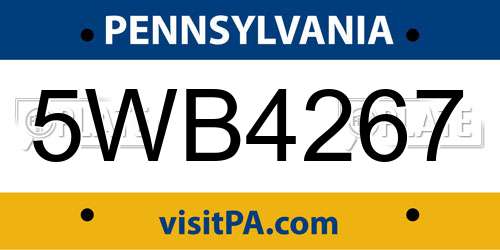 5WB4267 Pennsylvania License Plate