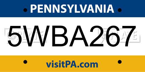 5WBA267 Pennsylvania License Plate