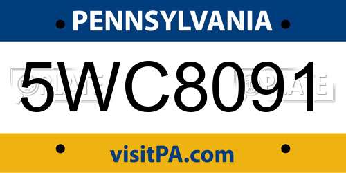 5WC8091 Pennsylvania License Plate