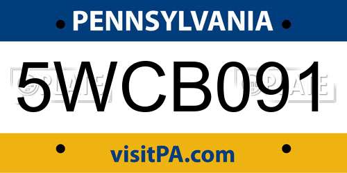 5WCB091 Pennsylvania License Plate
