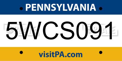 5WCS091 Pennsylvania License Plate