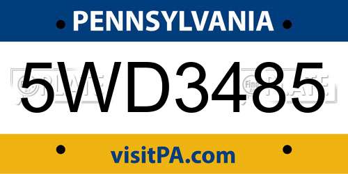 5WD3485 Pennsylvania License Plate