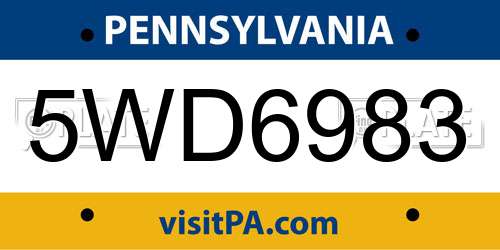 5WD6983 Pennsylvania License Plate