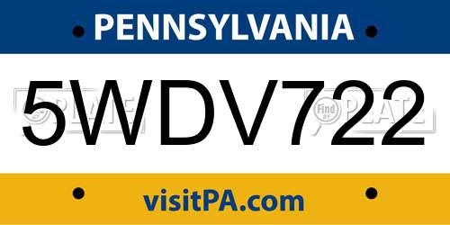 5WDV722 Pennsylvania License Plate