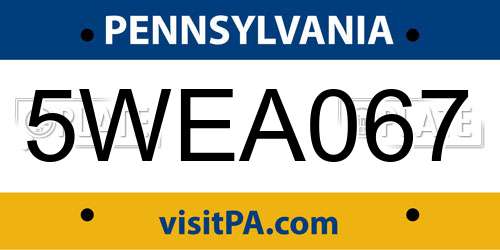 5WEA067 Pennsylvania License Plate